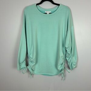 Athleta Lombard Ruched Reef Green Crew Neck Super Soft Sweatshirt Size Large